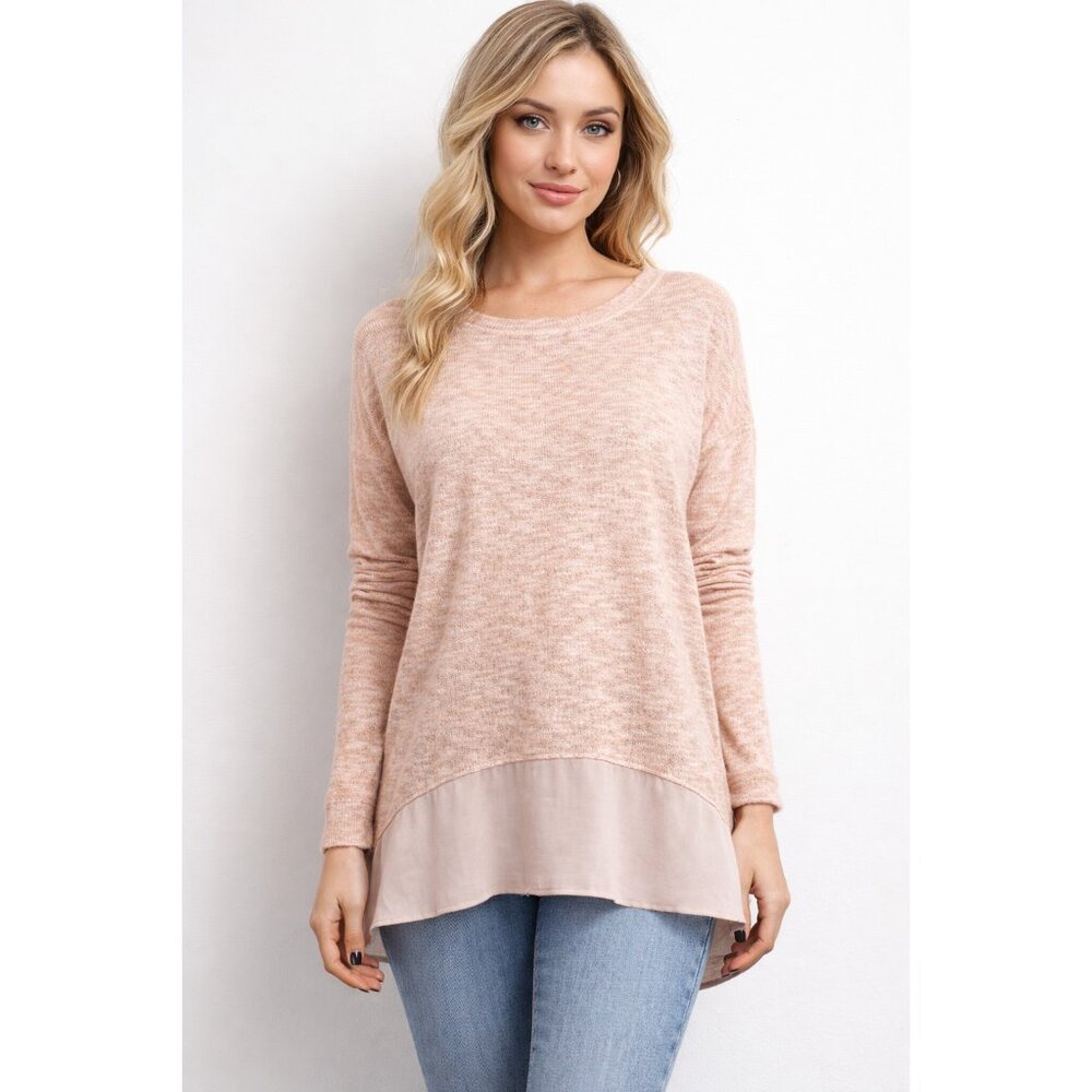 Anthropologie Deletta BOHO Fairy Tunic Top Womens Small Blush‎ Pink Long Sleeve